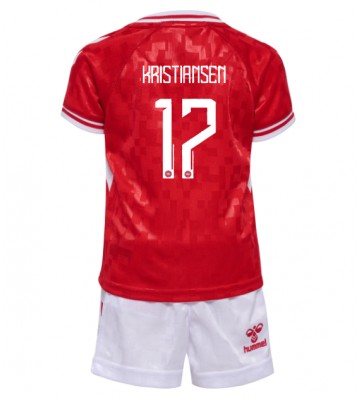 Dinamarca Victor Kristiansen #17 Primera Equipación Niños Eurocopa 2024 Manga Corta (+ Pantalones cortos)